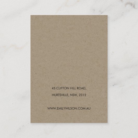 抽象芸術モダン錆オレンジクラフトイヤリングディスプレイ 名刺 (裏面)