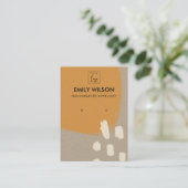 抽象芸術モダン錆オレンジクラフトイヤリングディスプレイ 名刺 (スタンド正面)