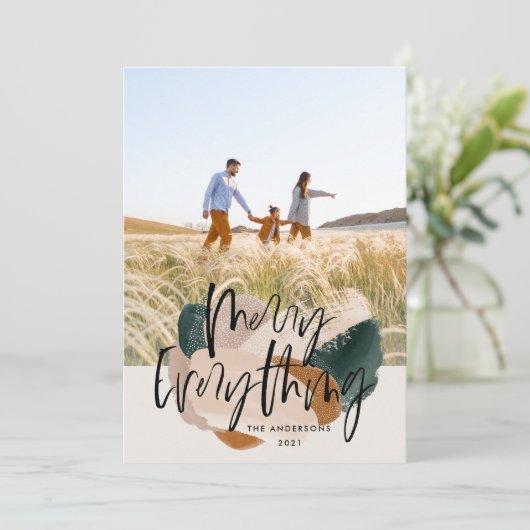 抽象芸術モダン錆1写真クリスマス休暇 案内状 (スタンド正面)