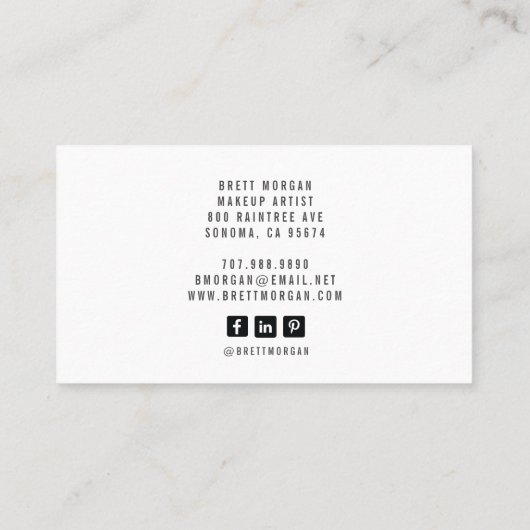 抽象芸術モダン顔メイクアップアーティスト名刺 名刺 (裏面)