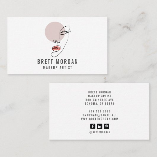 抽象芸術モダン顔メイクアップアーティスト名刺 名刺 (正面/裏面)