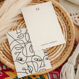 抽象芸術モダン顔モノグラム&名前文房具 ノートカード