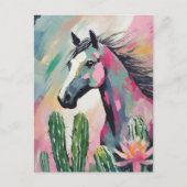 抽象芸術モダン馬と多肉 ポストカード (正面)