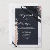 抽象芸術モダン黒と白の大理石グラム結婚ズ 招待状 (正面)