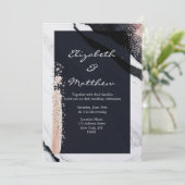 抽象芸術モダン黒と白の大理石グラム結婚ズ 招待状 (スタンド正面)