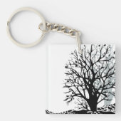 抽象芸術モダン黒木シルシルエット白 キーホルダー (正面)