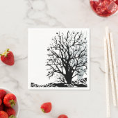 抽象芸術モダン黒木シルシルエット白 スタンダードカクテルナプキン (インサイチュ)