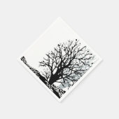 抽象芸術モダン黒木シルシルエット白 スタンダードカクテルナプキン (角)