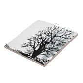 抽象芸術モダン黒木シルシルエット白 タイル (側面)