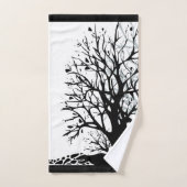 抽象芸術モダン黒木シルシルエット白 バスタオルセット (ハンドタオル)