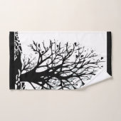 抽象芸術モダン黒木シルシルエット白 バスタオルセット (ハンドタオル)