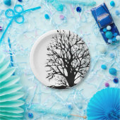 抽象芸術モダン黒木シルシルエット白 ペーパープレート (パーティー)