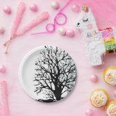 抽象芸術モダン黒木シルシルエット白 ペーパープレート (パーティー)