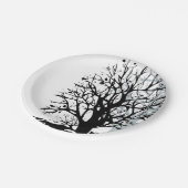抽象芸術モダン黒木シルシルエット白 ペーパープレート (アングル)