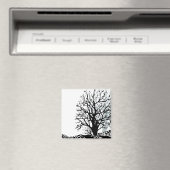 抽象芸術モダン黒木シルシルエット白 マグネット (インサイチュ (食洗機))