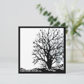 抽象芸術モダン黒木シルシルエット白 招待状 (スタンド正面)