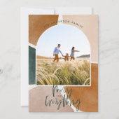 抽象芸術モダン1フォトアーチのクリスマス休暇 案内状 (正面)