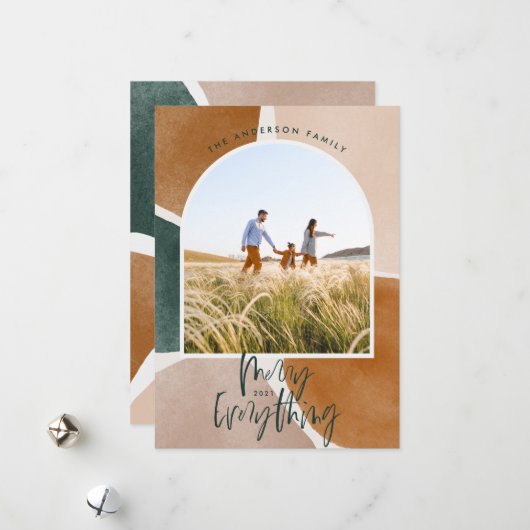 抽象芸術モダン1フォトアーチクリスマスホリデーアン シーズンカード (正面/裏面インサイチュ)