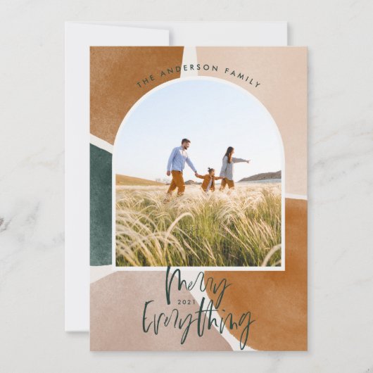 抽象芸術モダン1フォトアーチクリスマスホリデーアン シーズンカード (正面)