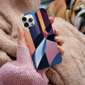 抽象芸術モダン3Dメタリックブルーと桃 Case-Mate iPhoneケース