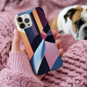 抽象芸術モダン3Dメタリックブルーと桃 Case-Mate iPhoneケース