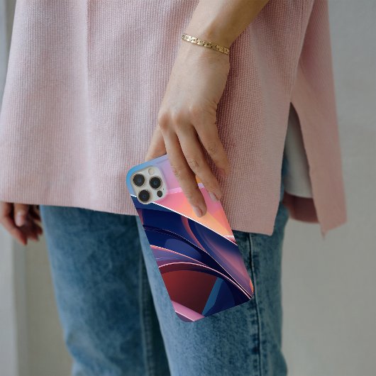 抽象芸術モダン3Dメタリックブルー、ピーチ、ピンク Case-Mate iPhoneケース