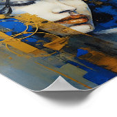 抽象芸術モダン・アート・ウーマン・ブルー・アンド・金ゴールド ポスター (角)