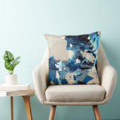 抽象芸術モダン，コラージュ，ネイビーブルー，ティール（緑がかった色），ベージュ クッション (椅子)