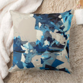 抽象芸術モダン，コラージュ，ネイビーブルー，ティール（緑がかった色），ベージュ クッション (ブランケット)