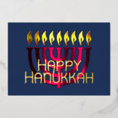 抽象芸術モダン（ユダヤ教）メノラーピンク 箔シーズンカード (正面)