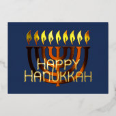 抽象芸術モダン（ユダヤ教）メノラー銅錆 箔シーズンカード (正面)