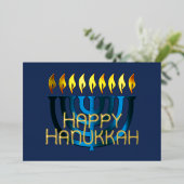 抽象芸術モダン（ユダヤ教）メノラー青 箔シーズンカード (立ち正面)