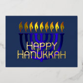 抽象芸術モダン（ユダヤ教）メノラー青 箔シーズンカード (正面)