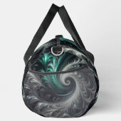 抽象芸術モダン、緑、銀、黒の渦巻き ダッフルバッグ (右)