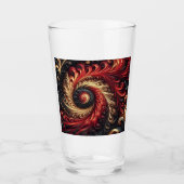 抽象芸術モダン、赤、黒、金ゴールド タンブラーグラス (正面)
