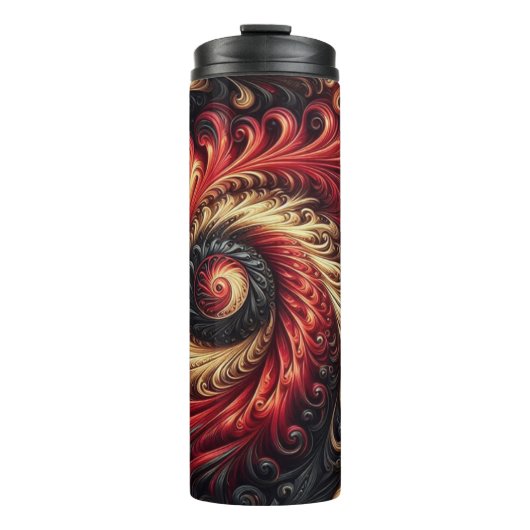 抽象芸術モダン、赤、黒、金ゴールド タンブラー (正面)