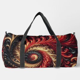 抽象芸術モダン、赤、黒、金ゴールド ダッフルバッグ