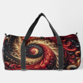抽象芸術モダン、赤、黒、金ゴールド ダッフルバッグ (裏面)