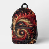 抽象芸術モダン、赤、黒、金ゴールド プリントバックパック (正面)