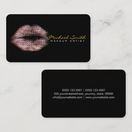 抽象芸術モダン Lipsメイクアップアーティスト#53 名刺 (正面/裏面)