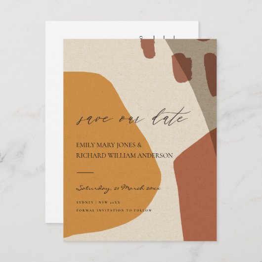 抽象芸術モダンRUST KRAFT芸術的日付の保存 案内ポストカード (正面/裏面)