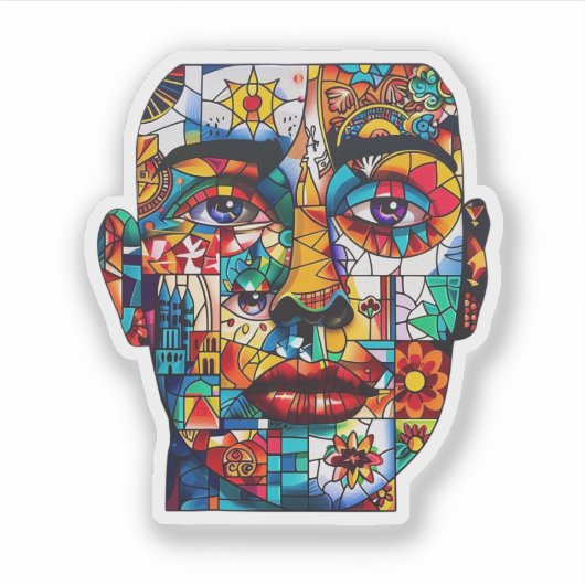 抽象芸術モチーフ顔 シール (正面)