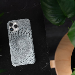 抽象芸術モノクロライトグレースパイラルフラクタル iPhone 13 PROケース