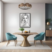 抽象芸術モノクロラインアートポートレート ポスター