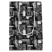 抽象芸術モノクロ抱き枕 ミディアムペーパーバッグ (裏面)