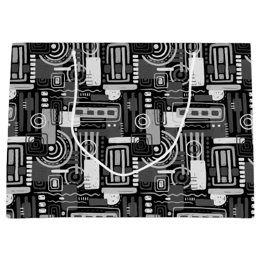 抽象芸術モノクロ抱き枕 ラージペーパーバッグ (正面)