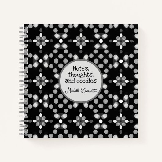 抽象芸術モノクロ《写真》ぼけ味ドットパターン ノートブック (正面)