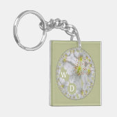 抽象芸術モノグラムのおもしろいフローラアートイエローブラウン キーホルダー (正面左)