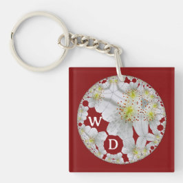 抽象芸術モノグラムのおもしろいフローラアートブルゴーニュ キーホルダー