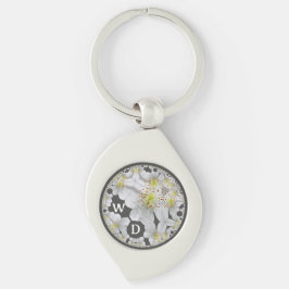 抽象芸術モノグラムのおもしろいフローラ炭 キーホルダー